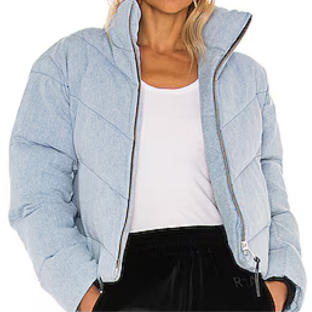 ALLSAINTS Dallas Denim Puffer in Light Indigo